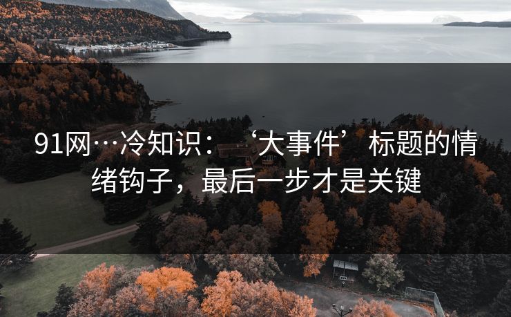 91网…冷知识:‘大事件’标题的情绪钩子,最后一步才是关键 91网…冷知识:‘大事件’标题的情绪钩子,最后一步才是关键