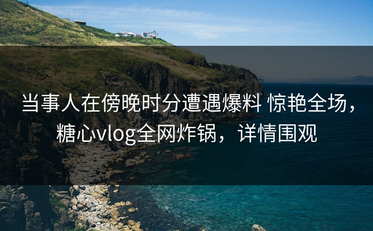 当事人在傍晚时分遭遇爆料 惊艳全场,糖心vlog全网炸锅,详情围观 当事人在傍晚时分遭遇爆料 惊艳全场,糖心vlog全网炸锅,详情围观